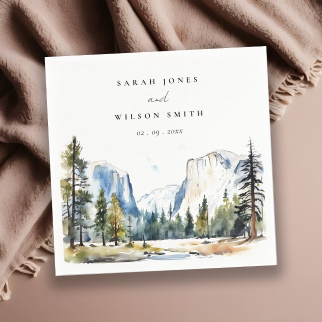 Chic Yosemite National Park CA Watercolor Wedding Napkin (Creator Uploaded)