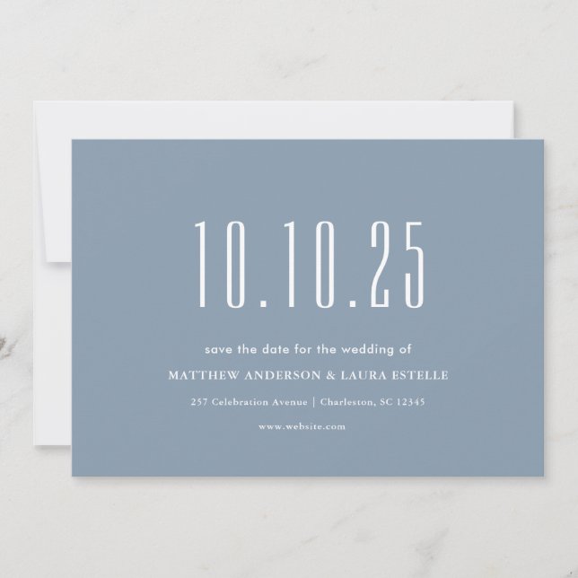 Chic Your Wedding Date Dusty Blue Save The Date Invitation (Front)