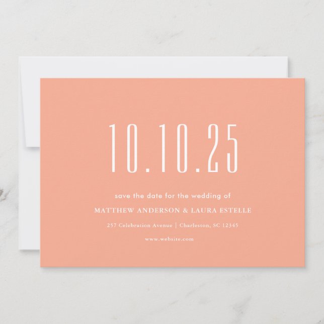 Chic Your Wedding Date Peach Save The Date Invitation (Front)