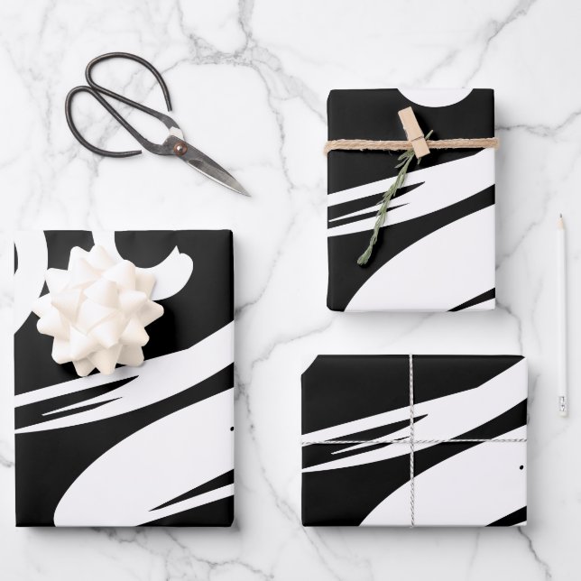 Chic Zebra Black & White Gift Wrapping Paper (Front)