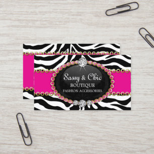 Chic Zebra Fashion Accessory and Jewellery Business Card
