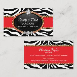 Chic Zebra Fashion Accessory and Jewellery Business Card