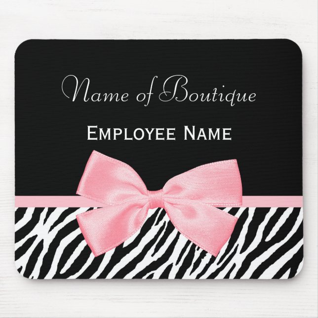 Chic Zebra Print Boutique Light True Pink Ribbon Mouse Pad (Front)