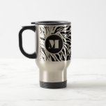 Chic Zebra Print Monogram Travel Mug<br><div class="desc">A travel mug features a zebra stripes pattern accented with your chic initial monogram. Create for yourself or give as a gift. MATCHING items in our store.</div>