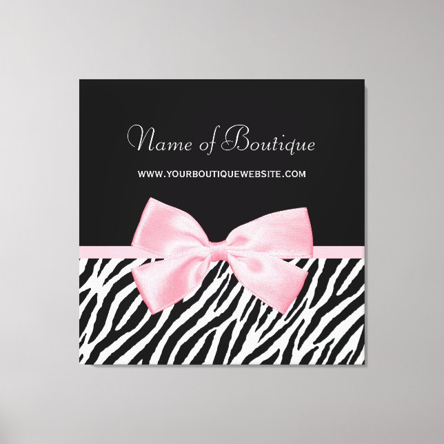 Chic Zebra Print Sign Light True Pink Ribbon (Front)