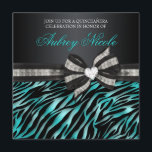 Chic Zebra Quinceañera Invite With Jewelled Bow<br><div class="desc">Chic Zebra Quinceañera Invite With Jewelled Bow</div>