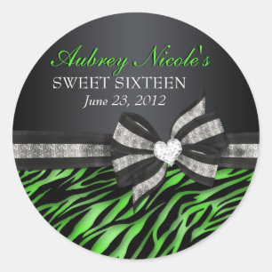 Chic Zebra Sweet Sixteen Sticker