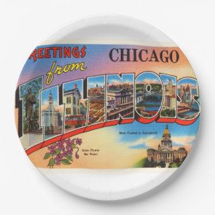 Chicago #2 Illinois IL Old Vintage Travel Souvenir Paper Plate