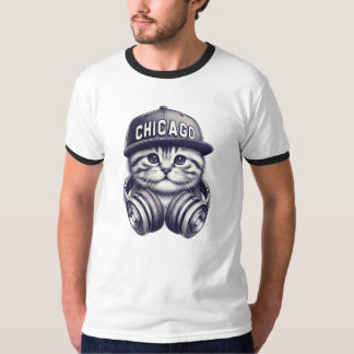 Chicago Adorable Cat wDJ Headphones T-Shirt
