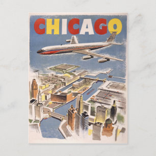 Chicago Aeroplane Vintage Travel Postcard