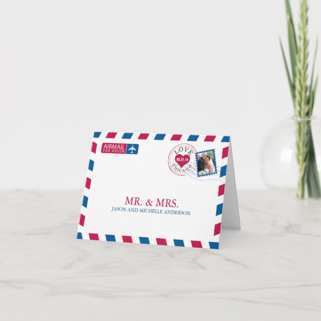 Chicago Airmail Wedding Thank You (Front)