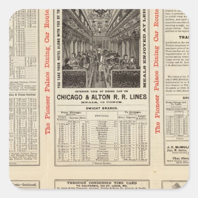 Chicago and Alton Railroad 3 Square Sticker (Front)