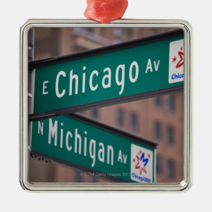 Chicago and Michigan Avenue signposts, Chicago, Metal Tree Decoration