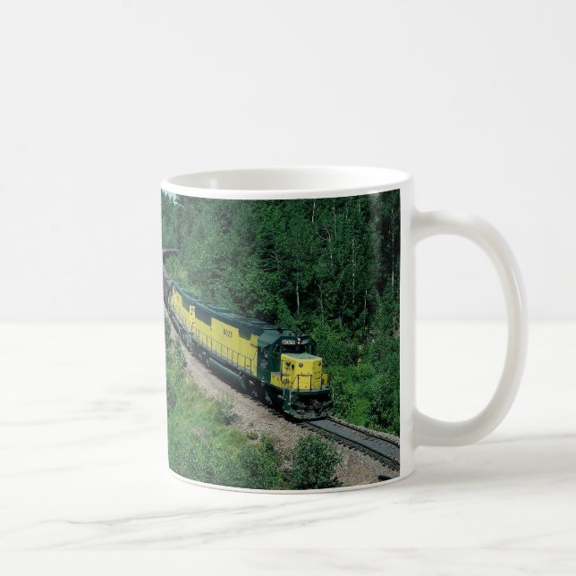 Chicago and Northwestern EMD No. 8028 with ore tra Coffee Mug (Right)