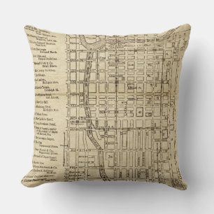 Chicago Antique Rustic Map Of Downtown Illinois Cushion