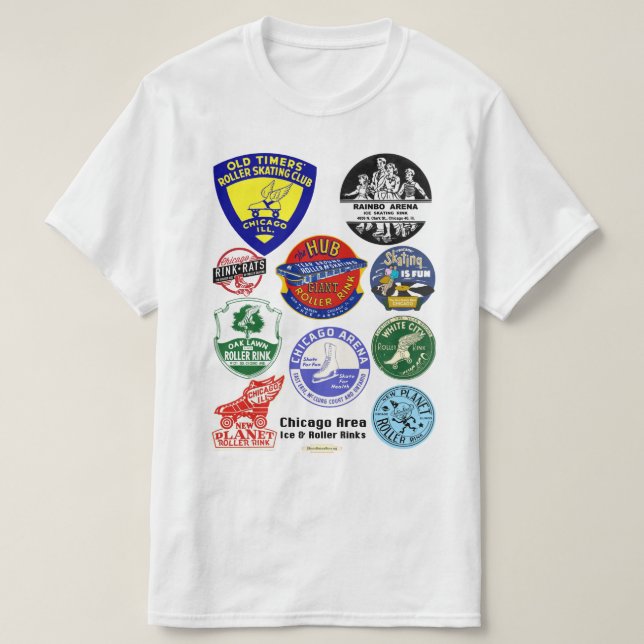 Chicago Area Ice & Roller Rinks. T-Shirt (Design Front)