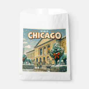Chicago Art Institute in winter poster Favour Bags