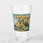 Chicago Art Institute in winter poster Glass<br><div class="desc">The Art Institute of Chicago in winter</div>