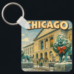 Chicago Art Institute in winter poster Key Ring<br><div class="desc">The Art Institute of Chicago in winter</div>