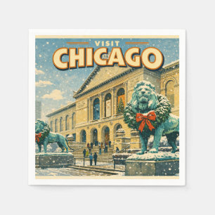 Chicago Art Institute in winter poster Napkin