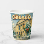 Chicago Art Institute in winter poster Paper Cups<br><div class="desc">The Art Institute of Chicago in winter</div>