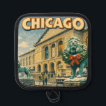 Chicago Art Institute in winter poster Pot Holder<br><div class="desc">The Art Institute of Chicago in winter</div>