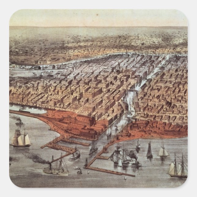 Chicago As it Was, c.1880 Square Sticker (Front)