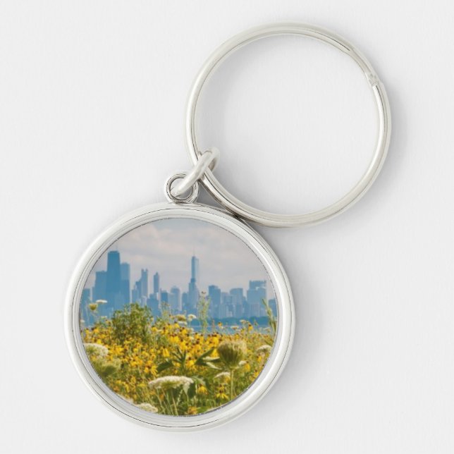 Chicago as seen from Montrose Harbour's bird Key Ring (Front)