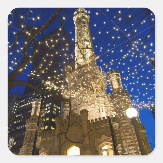 Chicago at Christmastime Square Sticker (Front)