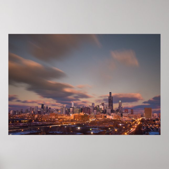 Chicago At Dusk Poster (Front)