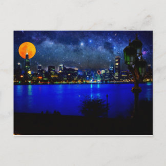 chicago at full moon 3 postcard