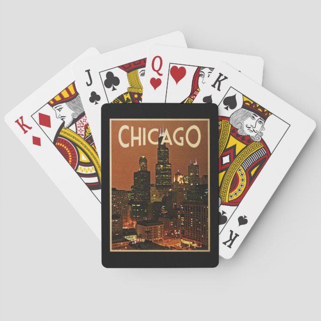 Chicago At Night Playing Cards (Back)