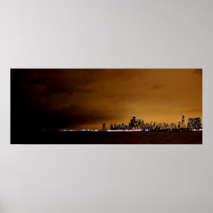 Chicago at Night Poster