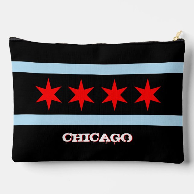 Chicago bag, fashion black, Chicago flag Accessory Pouch (Back)