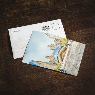 Chicago Bean Watercolor Invitation