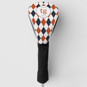 Chicago Bears Argyle Pattern Modern Monogram Golf Head Cover