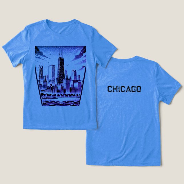 CHICAGO Black Graphic T-Shirt  Tri-Blend Shirt (Design Front & Back)