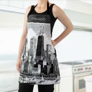 Chicago Black White  Apron