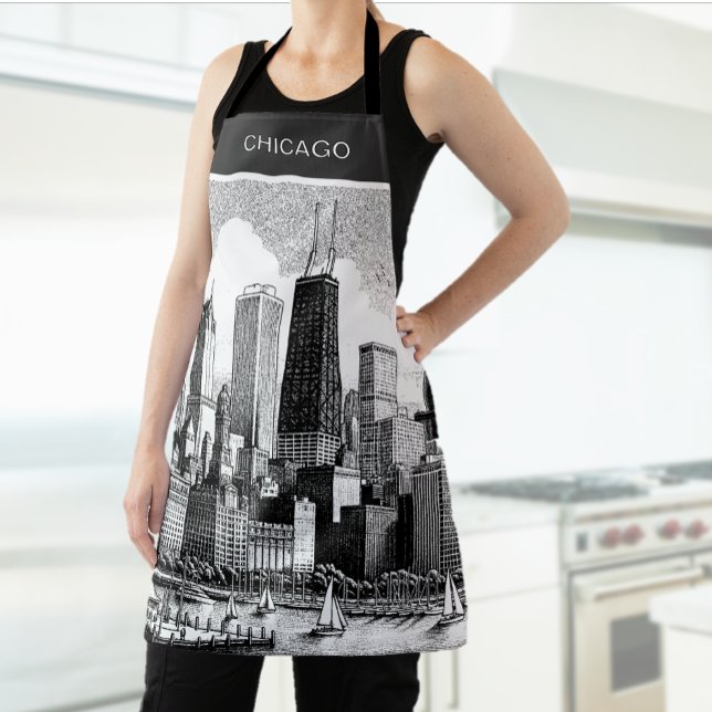 Chicago Black White  Apron (Creator Uploaded)