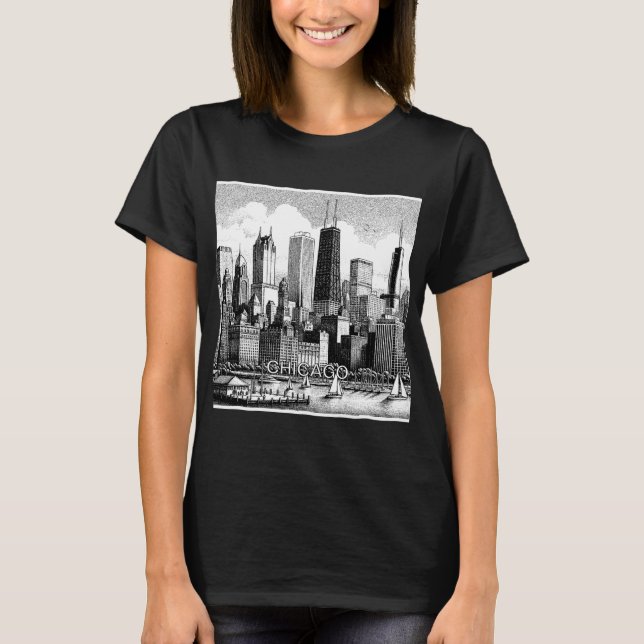 Chicago Black White Graphic T-Shirt  (Front)