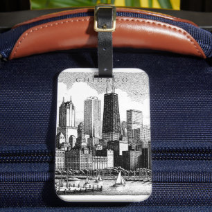 Chicago Black White Luggage Tag