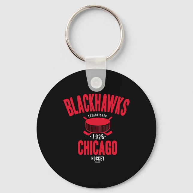 Chicago Blackhawks Hockey Puck Black Officially Li Key Ring (Front)