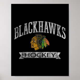 Chicago Blackhawks Vintage Hockey Red Officially L Poster