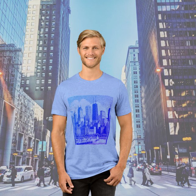 CHICAGO Blue Graphic T-Shirt  Tri-Blend Shirt (Creator Uploaded)