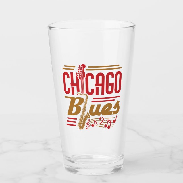 Chicago Blues Music Lover Glass (Front)