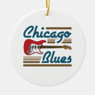 Chicago Blues Music Musician Guitar Ceramic Tree Decoration