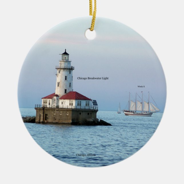 Chicago Breakwater Light 2 sided ornament (Front)