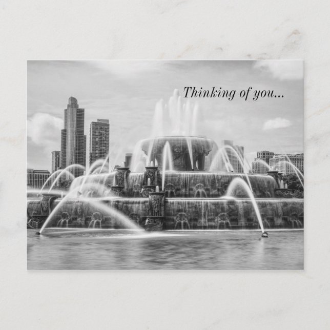 Chicago Buckingham Grayscale Thinking Of Postcard (Front)