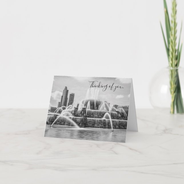 Chicago Buckingham Grayscale Thinking Of You Card (Front)