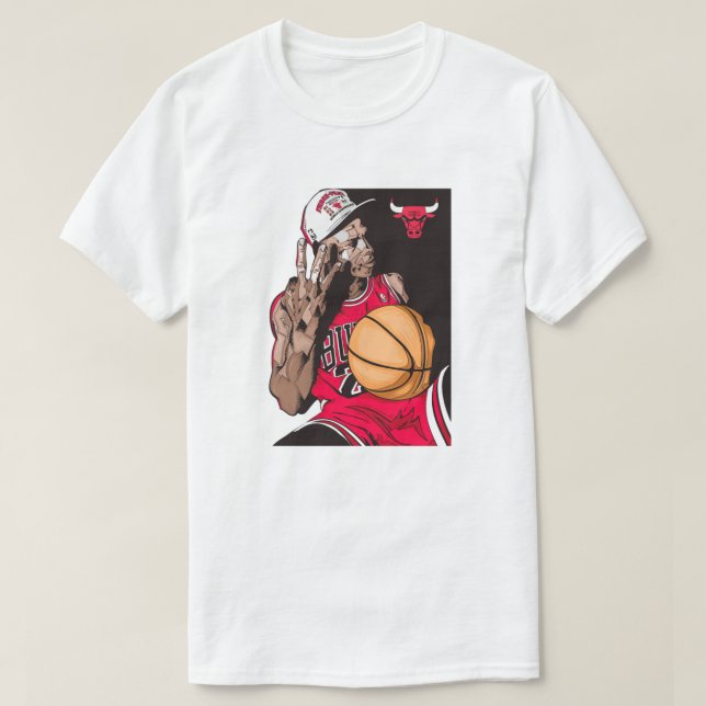 Chicago Bulls Basketball Legend Illustration T-Shirt (Design Front)